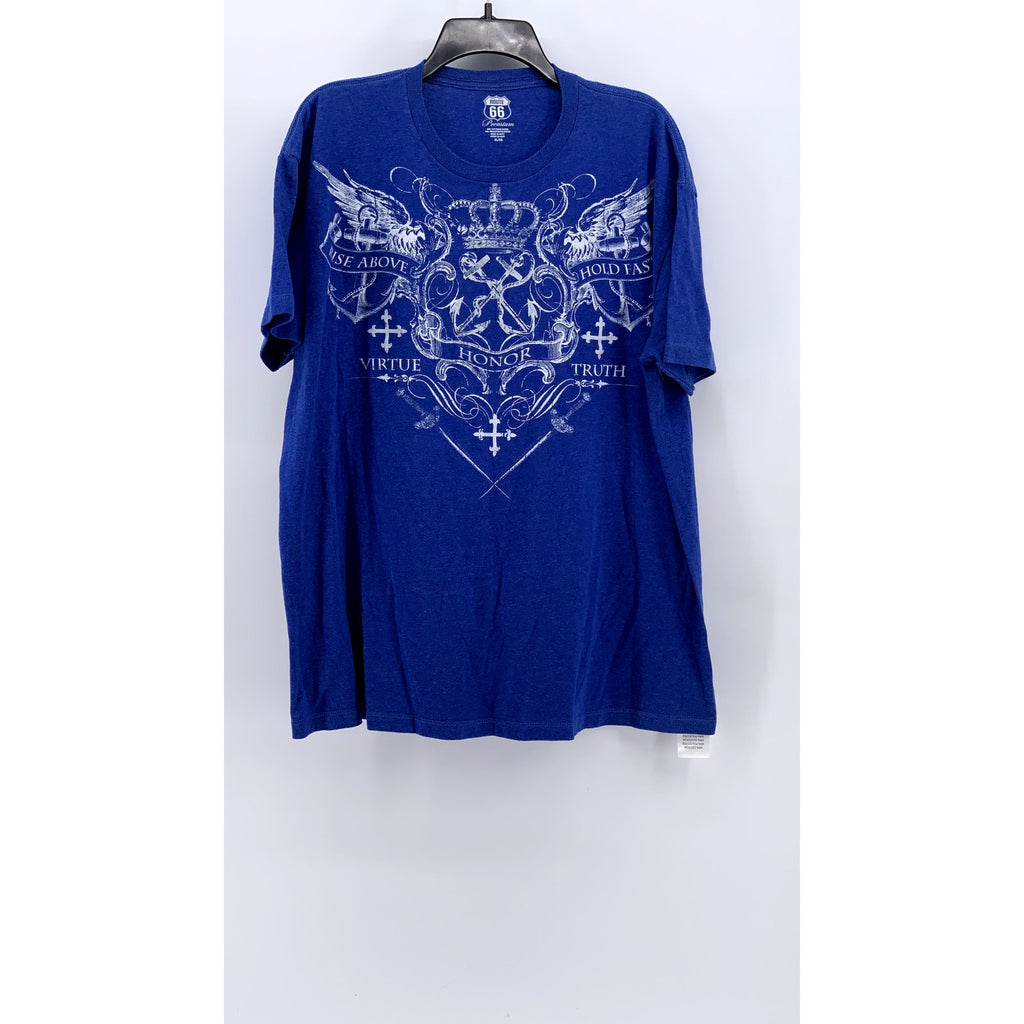 ROUTE 66 Men's Blue Y2K Printed Crewneck Short Sleeve T-Shirt SZ XL