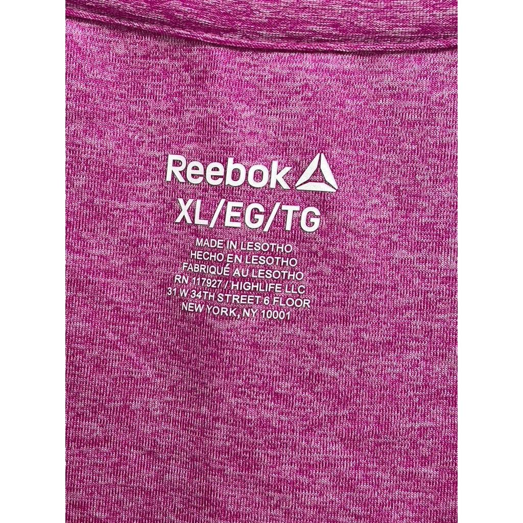 REEBOK Women's Fuchsia Heather V-Neck Short Sleeve Top SZ XL