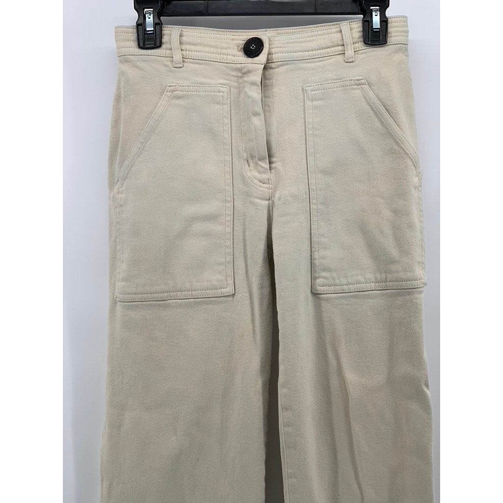 WILFRED FREE Women's Beige High-Rise Large Pocket Straight-Leg Utility Pant SZ 2