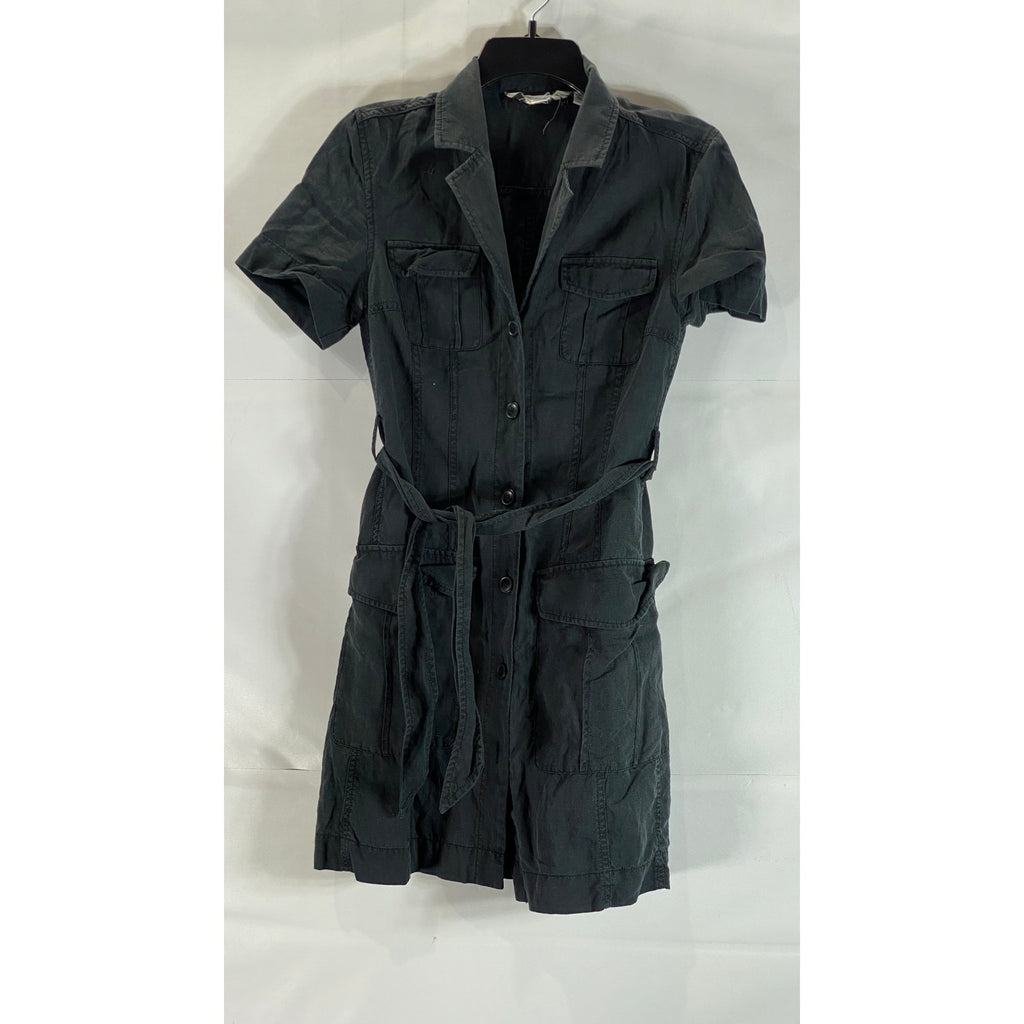 STOCKHOLM ATELIER Women's Black Short Sleeve Utility Tie-Waist Mini Dress SZ 2