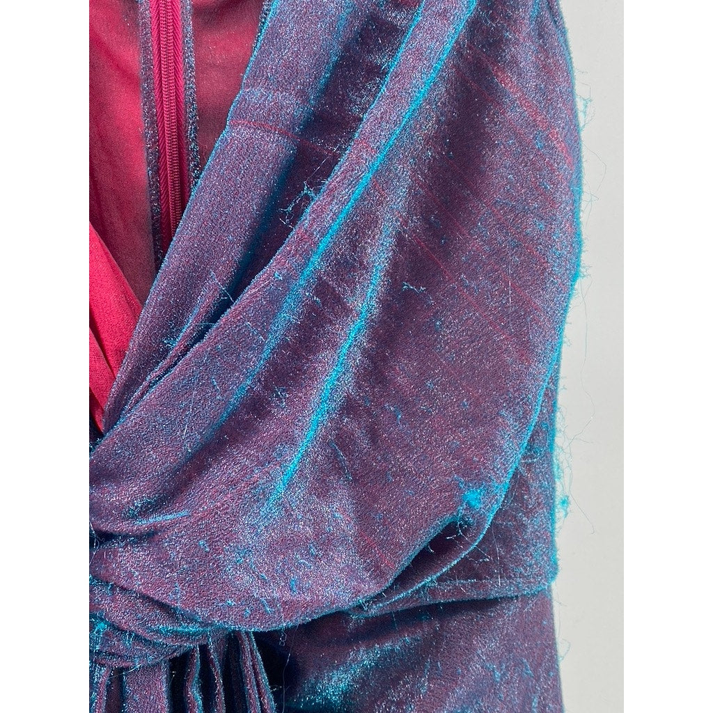 SIES MARJAN Women's Purple-Pink Iridescent Sheer Twist-Front Mini Dress SZ S