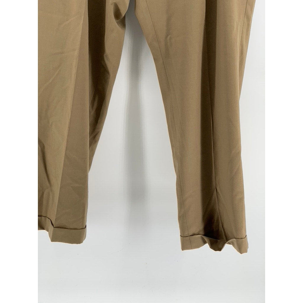 LAUREN RALPH LAUREN Men's Tan Regular-Fit Cuffed Wool Pants SZ 38X29