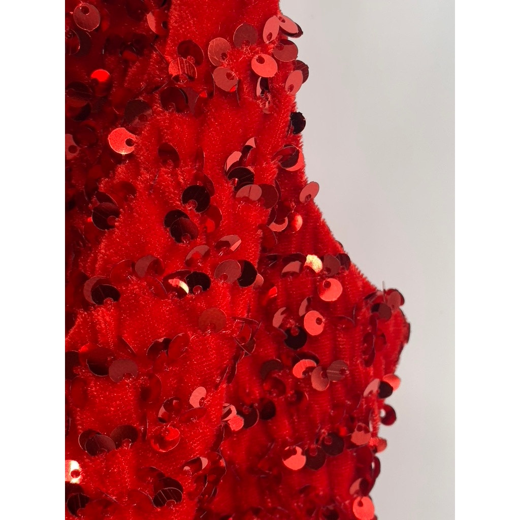 EXPRESS Women's Red Sequin Embellished V-Neck Spaghetti Strap Glam Top SZ S