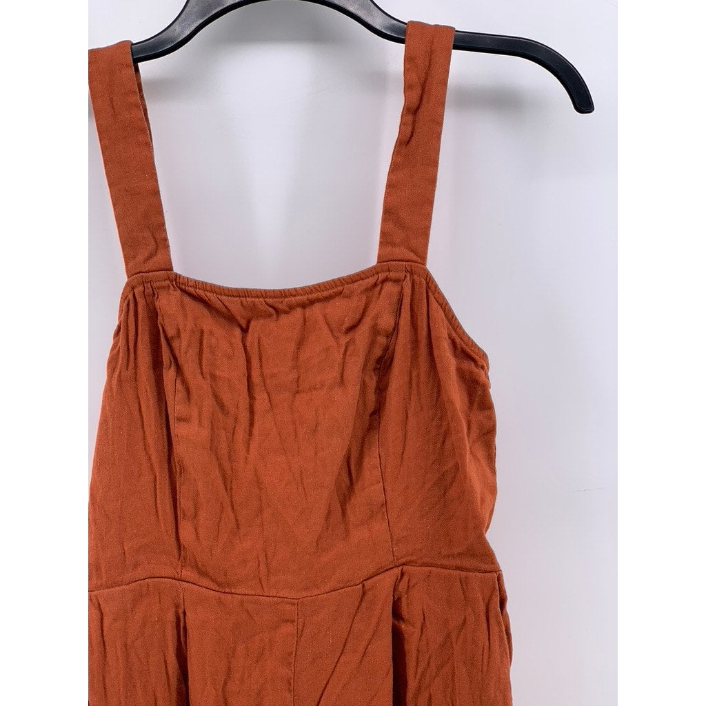 EXPRESS Women's Burnt Orange Straight-Neck Linen-Blend Jumpsuit SZ XS