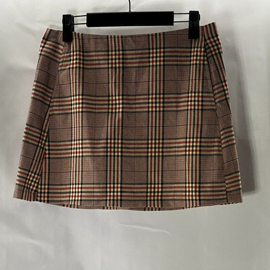URBAN OUTFITTERS Women's Cream/Red Plaid Back-Zip Mini Skirt SZ M