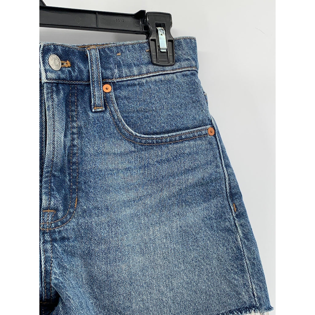 MADEWELL Women's Medium Blue Denim Frayed The Perfect Jean Short SZ 25
