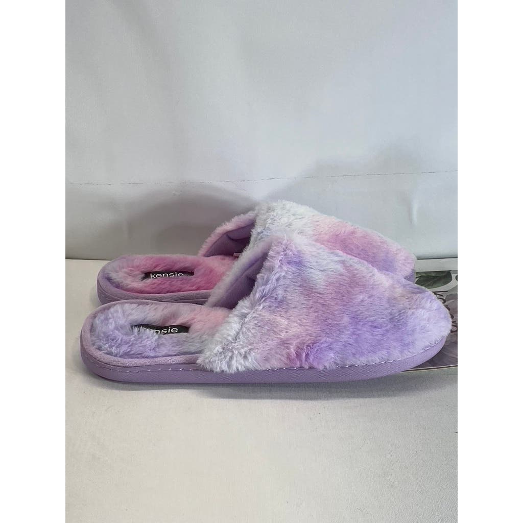 KENISE Women's Blue Multi Comfy Tie-Dye Faux-Fur Memory Foam Slipper SZXL(10/11)