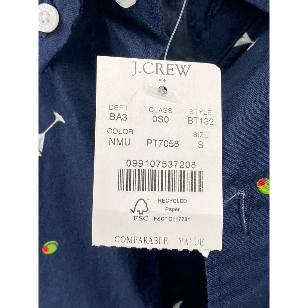 J.CREW Men's Navy Martini Classic-Fit Untucked Flex Washed Button-Up Shirt SZ S