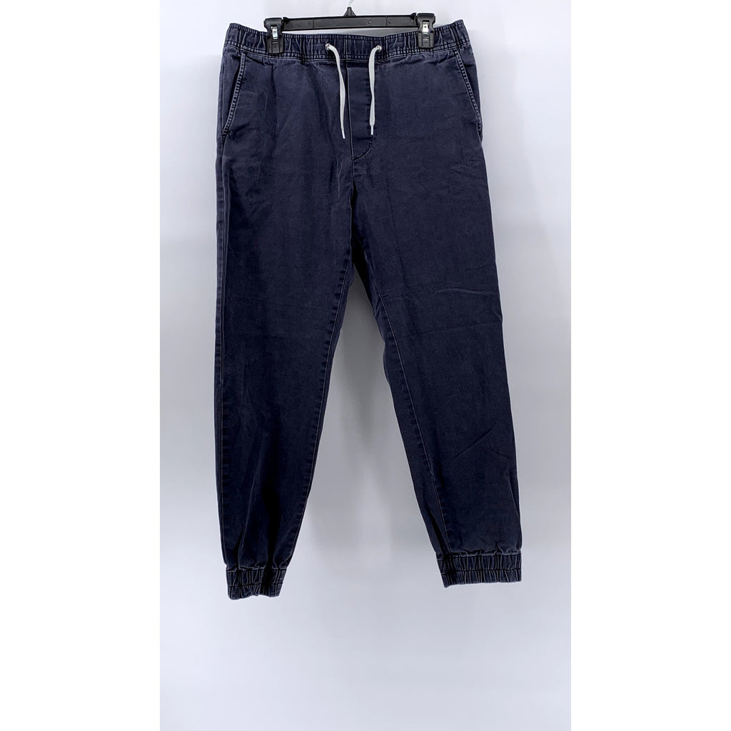 H&M L.O.G.G. Men's Navy Denim Slim-Fit Stretch Drawstring Jogger Pants SZ M