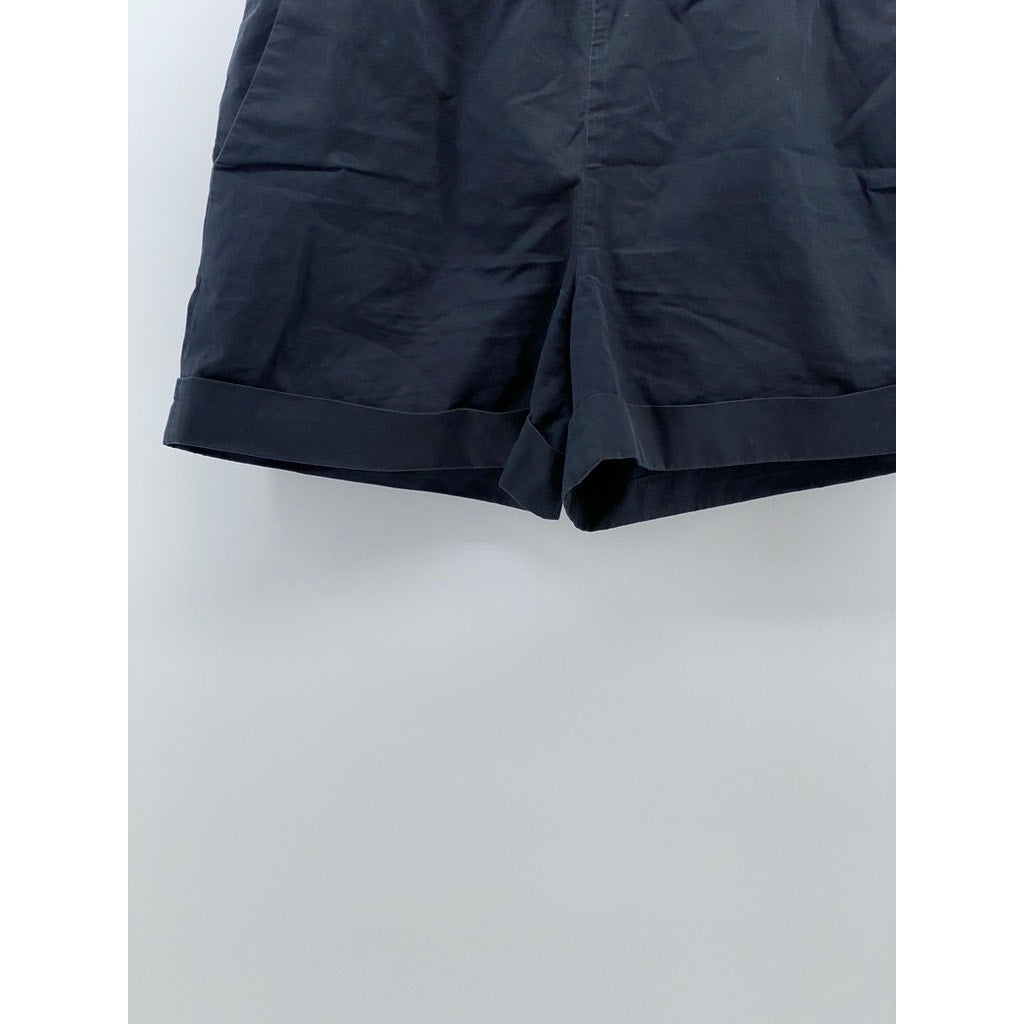 COS Women's Navy Blue Solid Cotton Cuffed Casual Mom Pull-On Shorts SZ 4