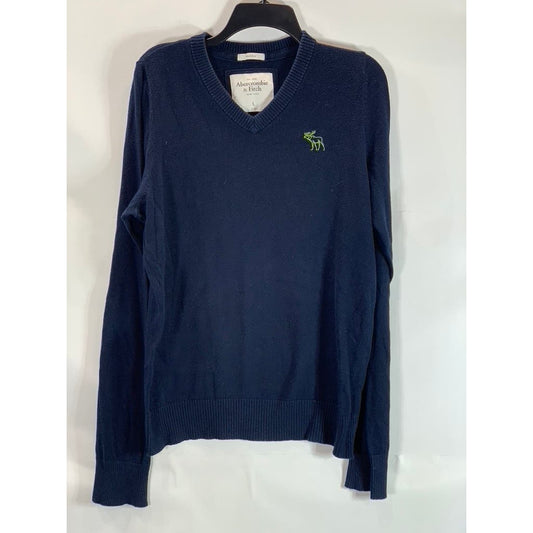 ABERCROMBIE & FITCH Men's Navy V Neck Wool/Cashmere Blend Pullover SZ L