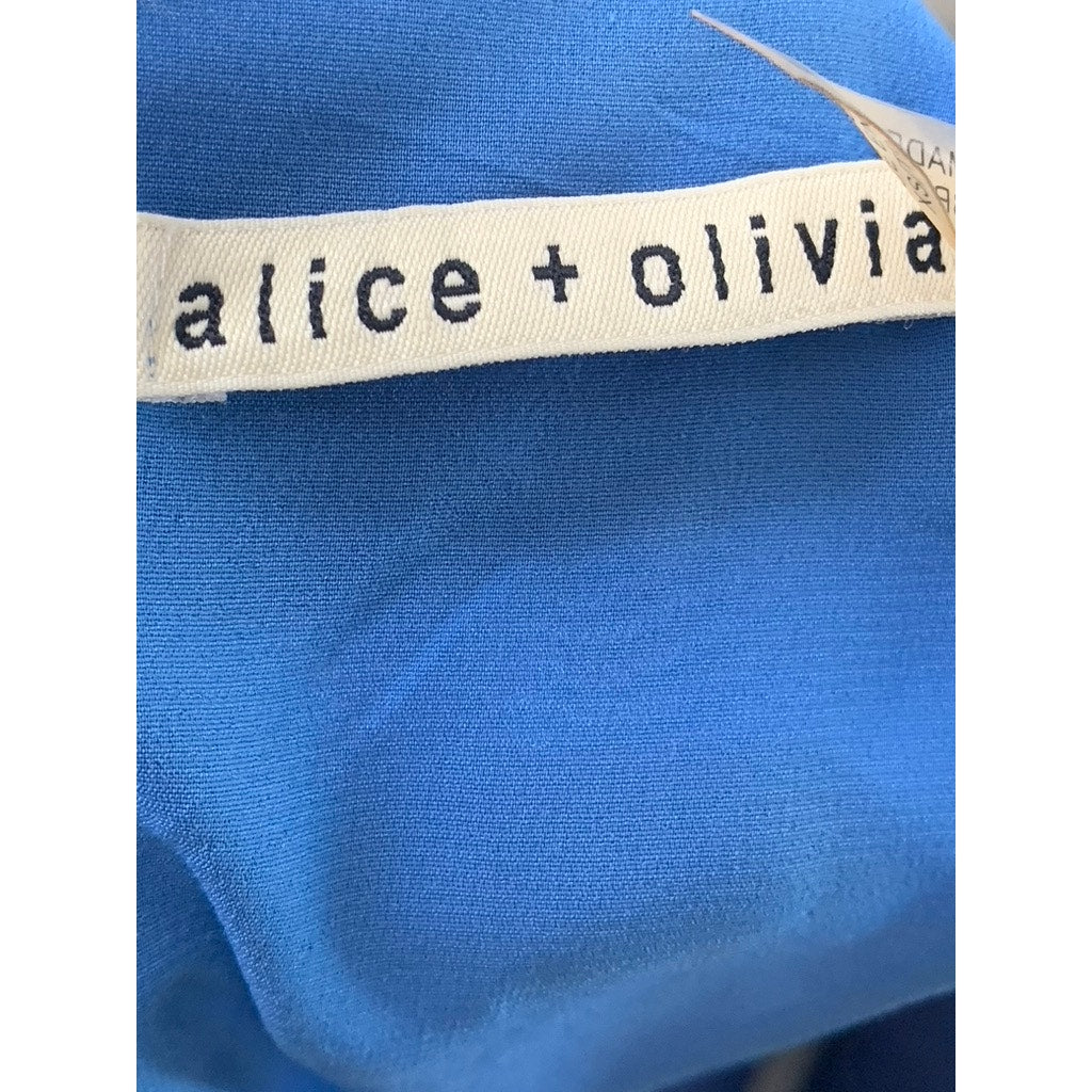 ALICE+OLIVIA Women's Blue Fletcher Low Racerback A-Line Mini Dress SZ XS
