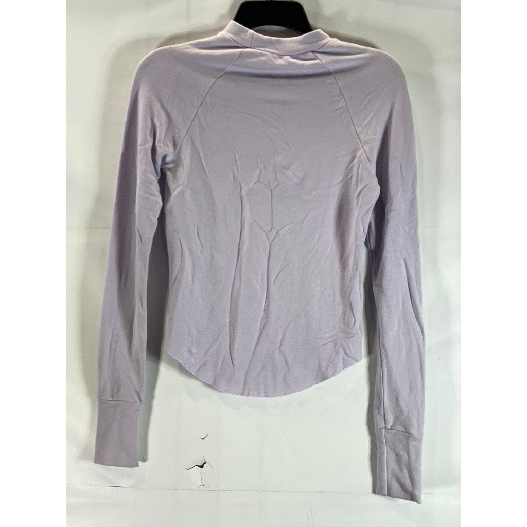 SELKIE Women's Light Purple Solid Mock-Neck Long Sleeve Round-Hem Top SZ S