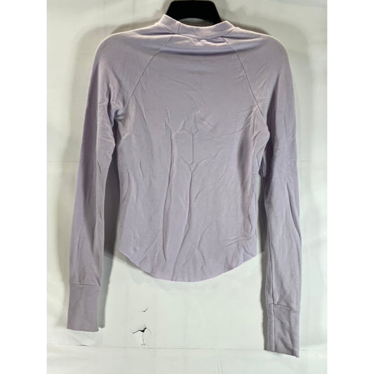 SELKIE Women's Light Purple Solid Mock-Neck Long Sleeve Round-Hem Top SZ S