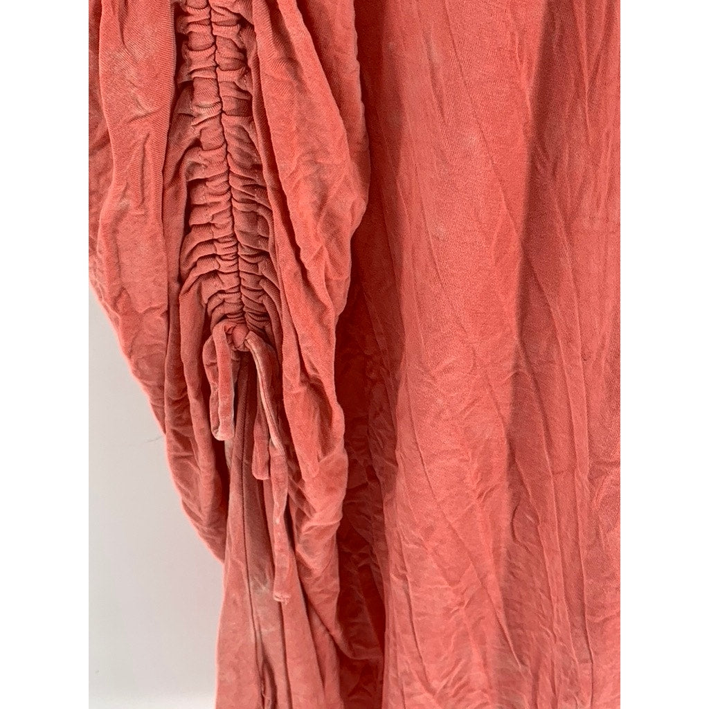 TORRID Women's Peach Tie-Dye Super Soft Knits Side Ruched Maxi Dress SZ 1