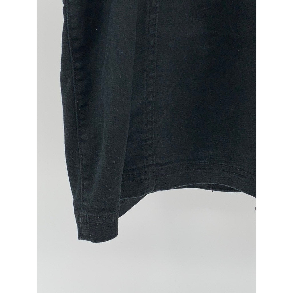 DIVIDED By H&M Women's Black Denim Straight-Neck Button-Up Mini Dress SZ 2