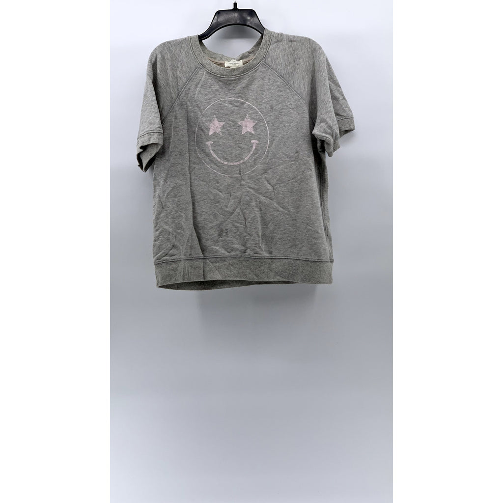 STUDIO COLLECTION BY DAVID LERNER Women's Gray Smiley Short Sleeve Top SZ M