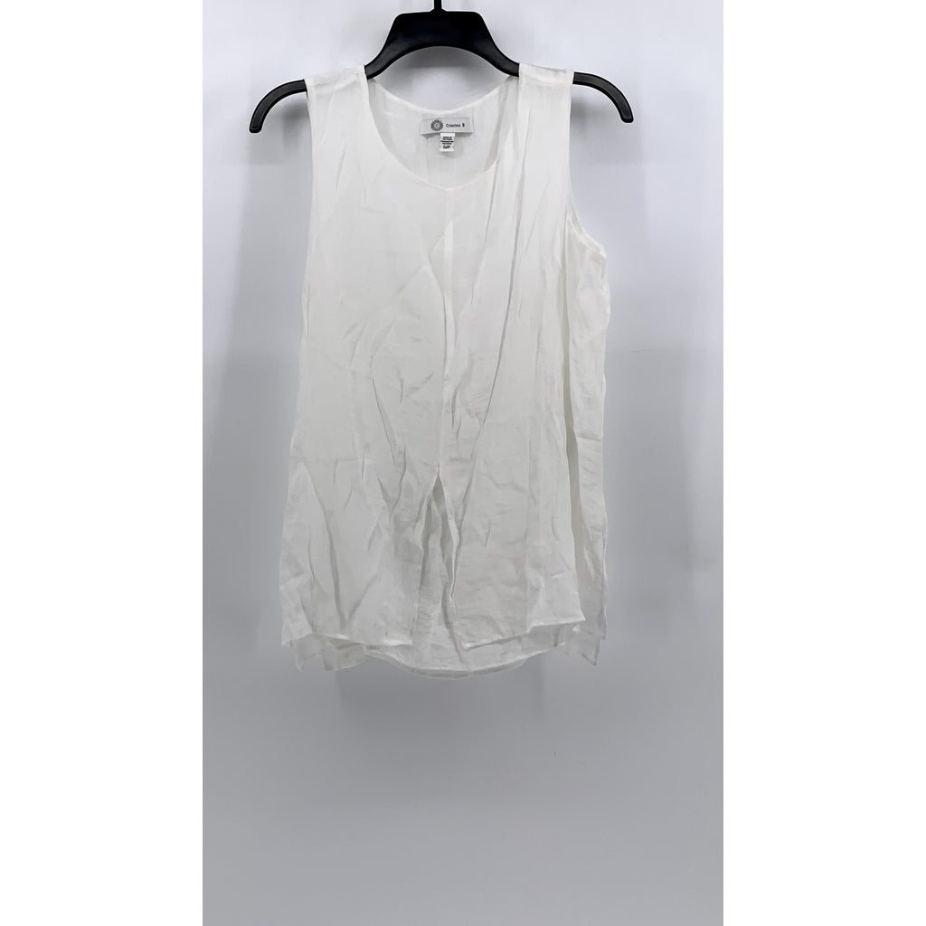 CRISTINA B Women's White Scoop-Neck Sleeveless Top SZ S