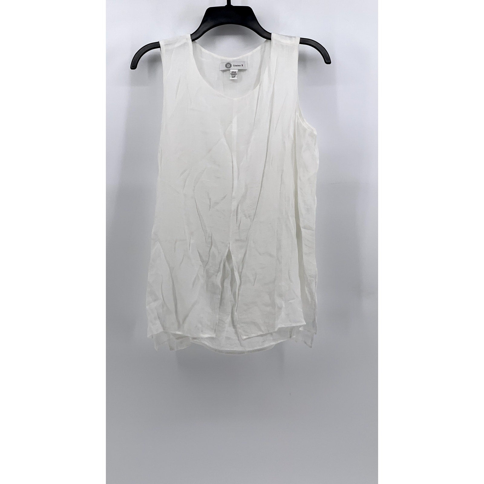 CRISTINA B Women's White Scoop-Neck Sleeveless Top SZ S