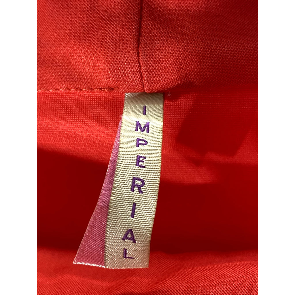 IMPERIAL Women's Red Solid Boatneck Short Sleeve Hi-Lo Hem Top SZ M