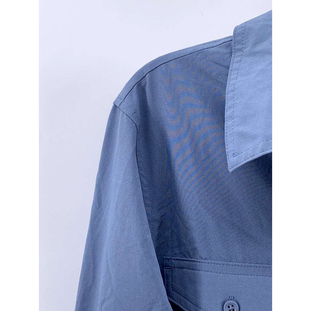 EDDIE BAUER Women's Blue Classic-Fit Button-Up Long Sleeve Top SZ M