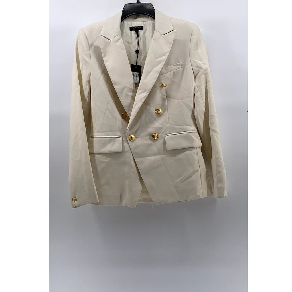 RAG & BONE Women's Beige Virgin Wool-Blend Notch Collar Long Sleeve Blazer SZ 2