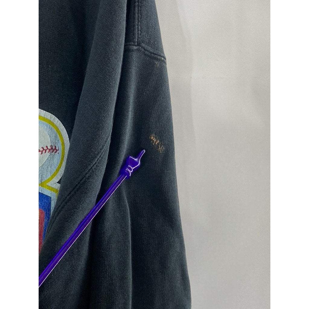 PENNANT RACEGEAR Men's Vintage Black Graphic Crewneck Long Sleeve Sweatshirt SZL