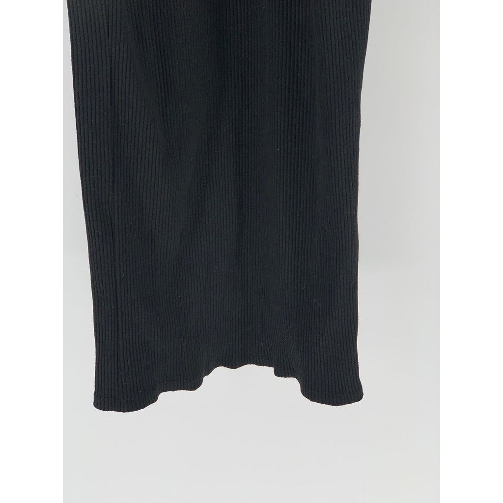 ZARA Women's Black Ribbed Halter Sleeveless Open-Back Maxi Bodycon Dress SZ M