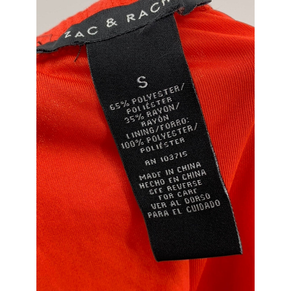 ZAC & RACHEL Women's Orange A-Line Elastic Waist Midi Skirt SZ S