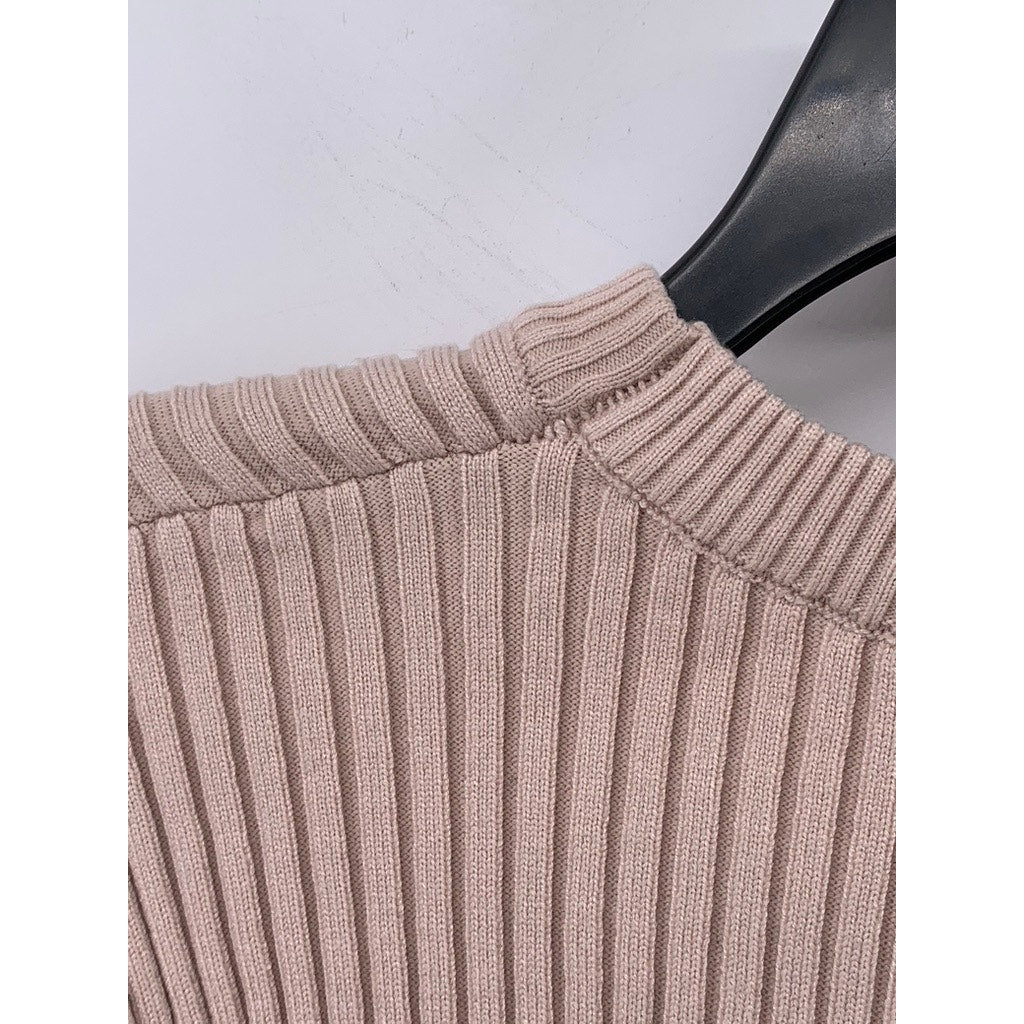 BOHME Women's Beige Ribbed Pullover Cutout Shrug Sweater SZ S