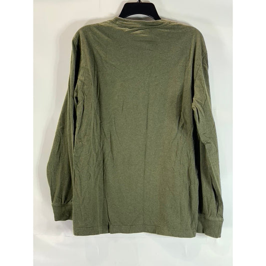 EDDIE BAUER Men's Olive Green Cotton Crewneck Essential Long Sleeve T-Shirt SZ S