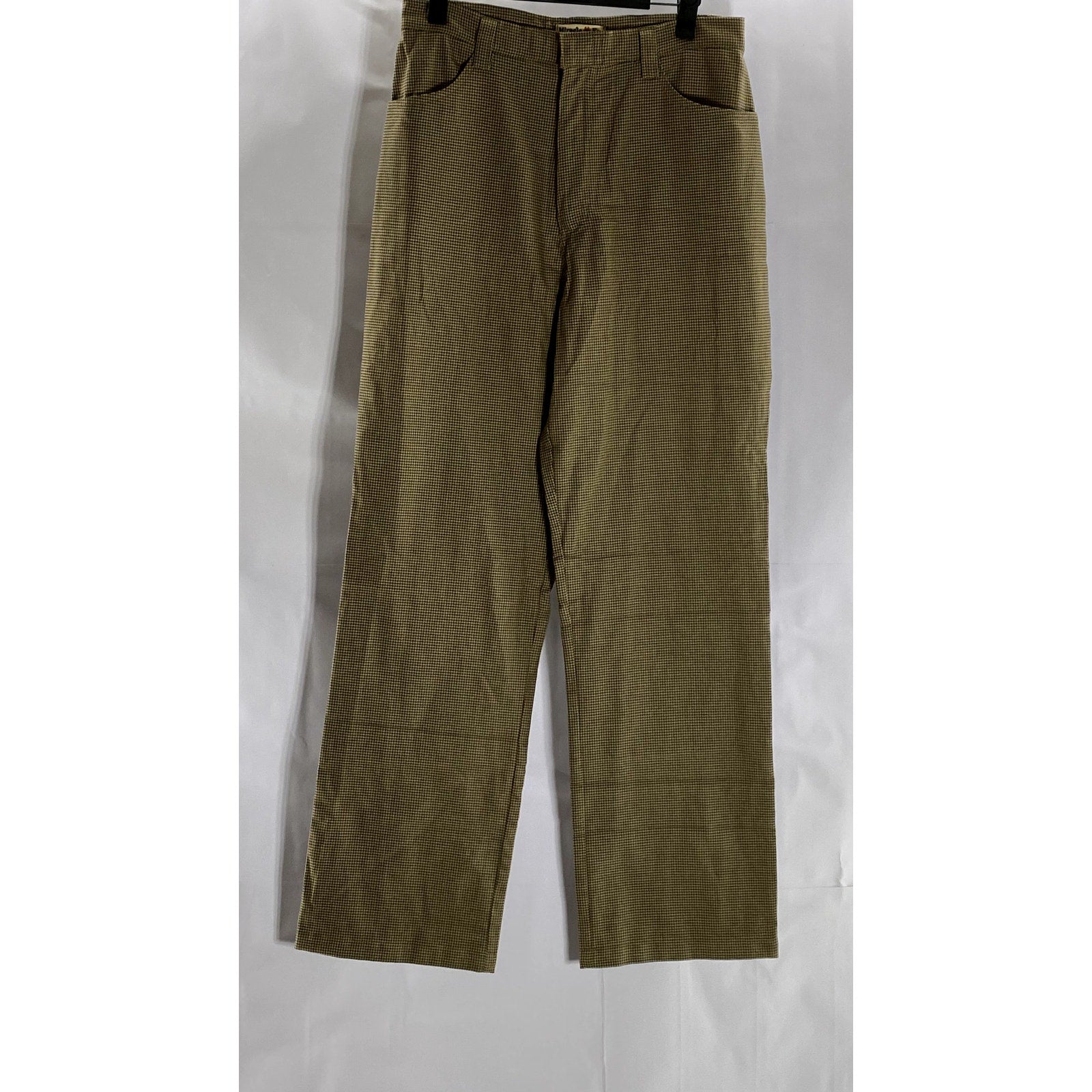 MIRACLE EYE Women's Brown Houndstooth Birkin High-Rise Four-Pocket Pant SZ M