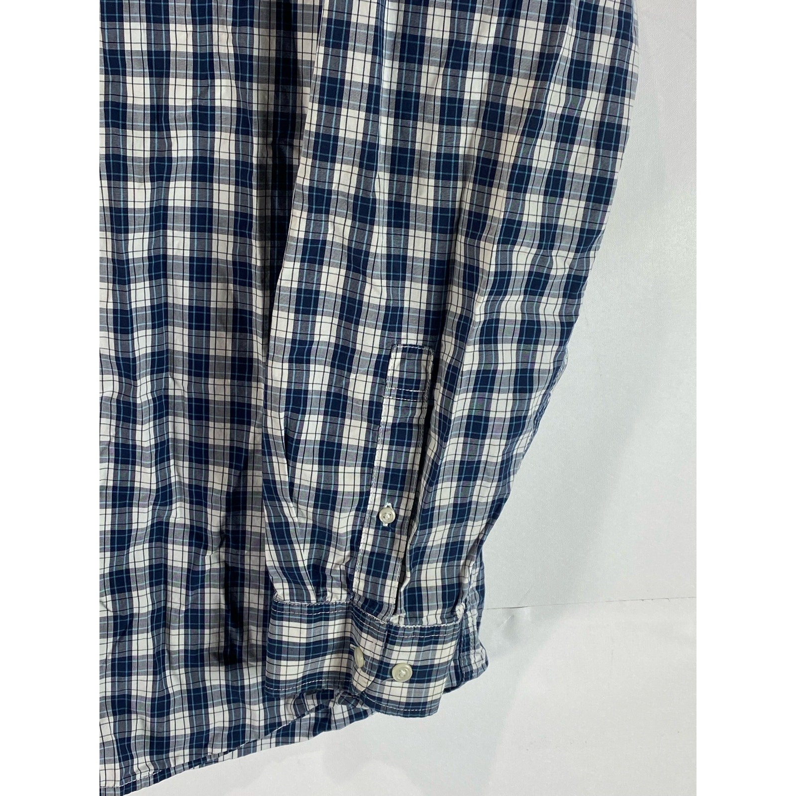 EDDIE BUAER Men's Tall Blue Plaid Legend Wash Classic-Fit Button-Up Shirt SZ TL