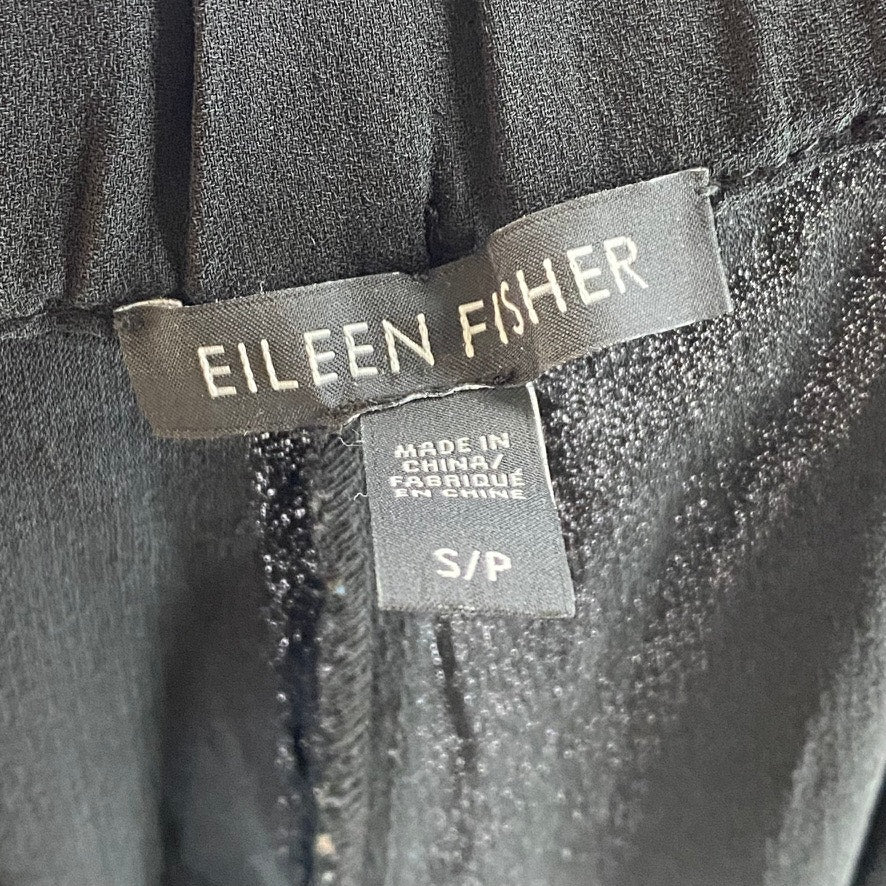EILEEN FISHER Women's Black Solid Silk Pleated Pull-On Ankle Pant SZ S