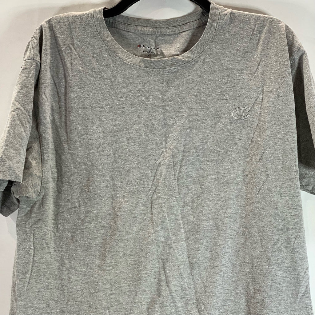 CHAMPION Authentic Men's Gray Solid Crewneck Casual Short Sleeve T-Shirt SZ L