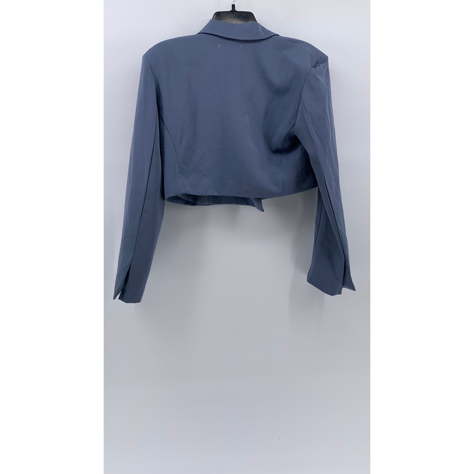 INDEFEIR Women's Blue Single Button Notch Collar Long Sleeve Cropped Top SZ XS