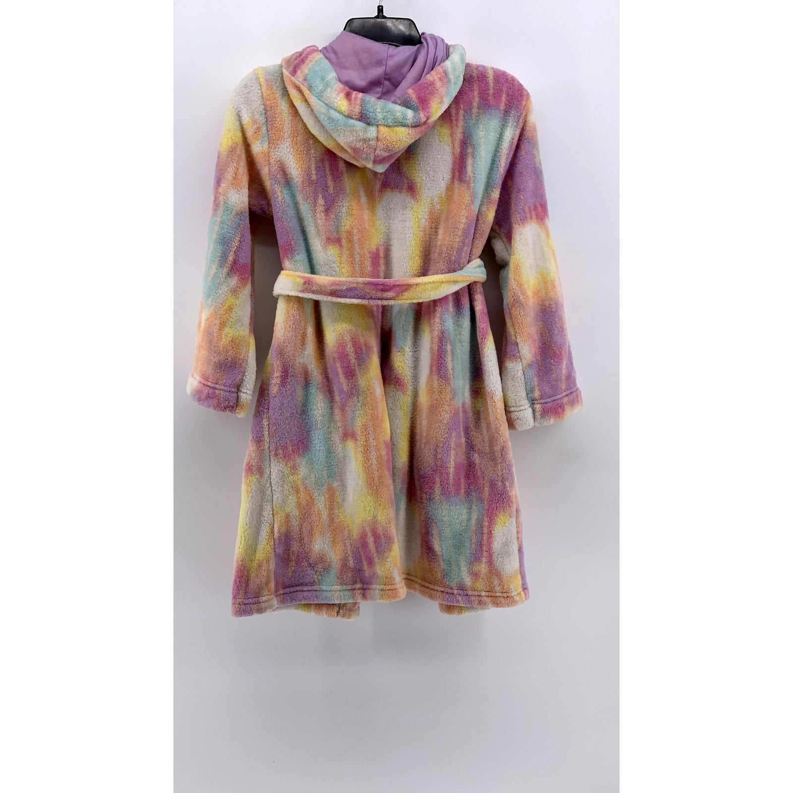 CAT & JACK GIRLS' Multi Color Tie-Dye Hooded Fleece Robe SZ L