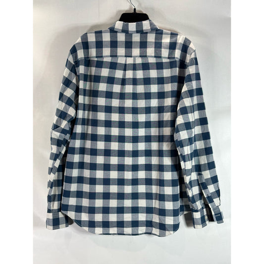 AMERICAN EAGLE OUTFITTERS Men's Blue Plaid Classic-Fit Button-Up Shirt SZ L