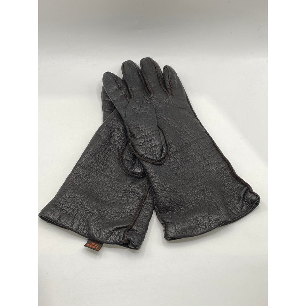 SERMONETA Women's Brown Leather Cashmere Lined Gloves SZ 7