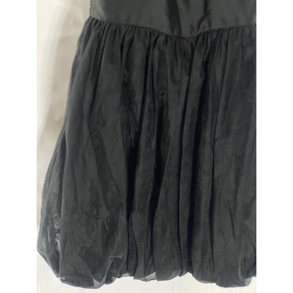 ROBERT RODRIGUEZ Women's Black Cross-Back Straps Mesh Skirt Mini Dress SZ 8