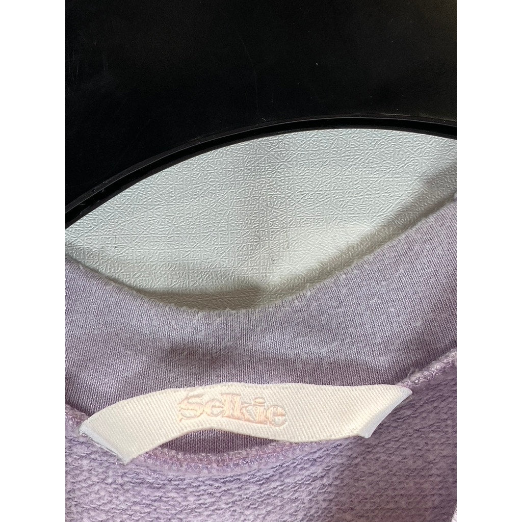 SELKIE Women's Light Purple Solid Mock-Neck Long Sleeve Round-Hem Top SZ S