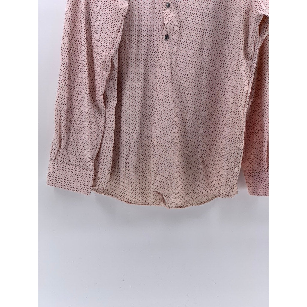 ALFANI Men's Pink Printed Regular-Fit Button-Up Long Sleeve Shirt SZ 17/17.5