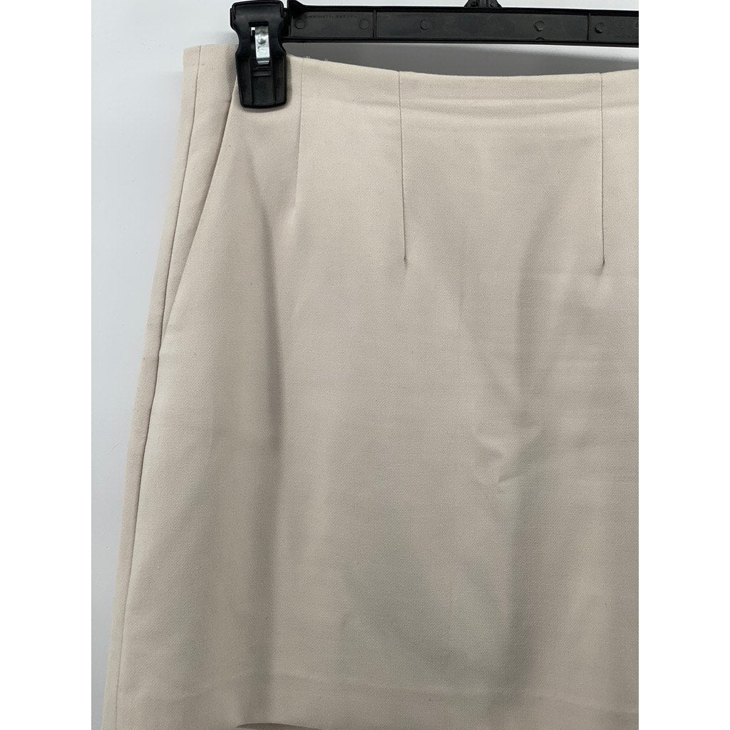 BABATON Women's Beige Straight Mini Skirt SZ 8