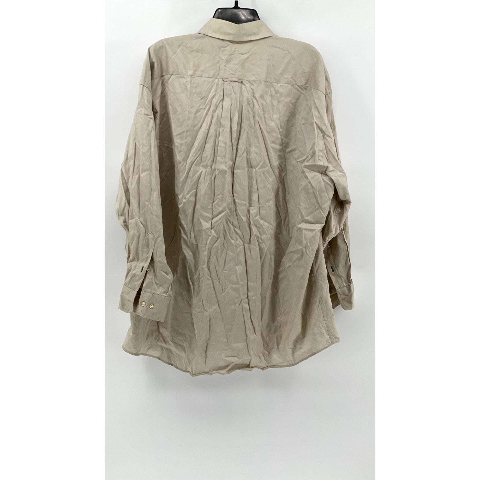 TOMMY HILFIGER Men's Beige Vintage Solid Button-Up Long Sleeve Shirt SZ 17 1/2