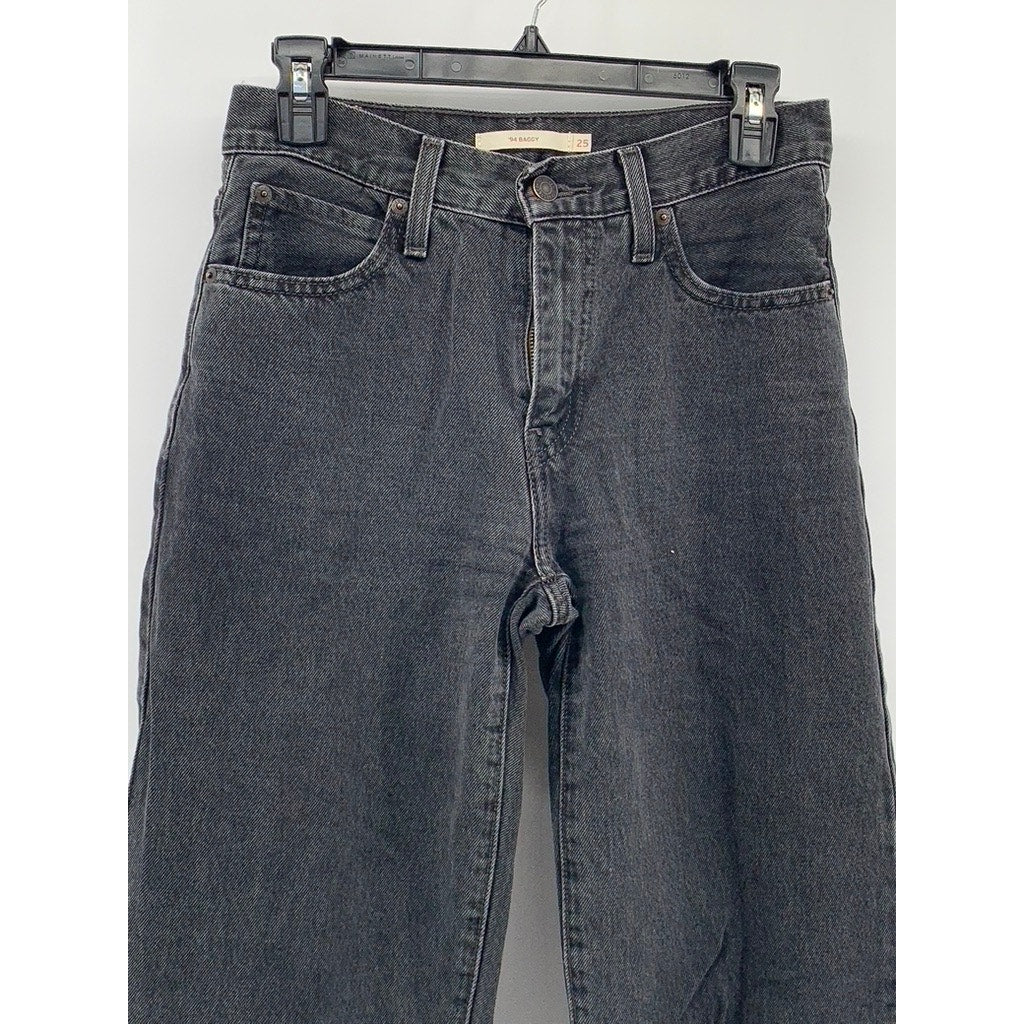 LEVI'S Women's Black Denim 94' Baggy Jeans SZ 25