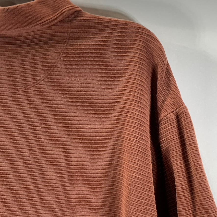 JOSEPH & FEISS Men's Burnt Orange Ribbed Short Sleeve Silk-Cotton Polo SZ L