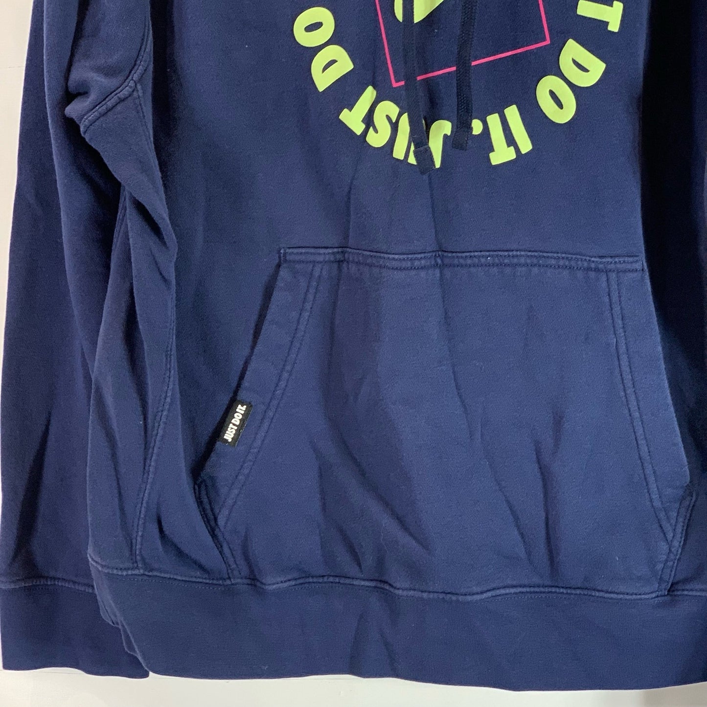 NIKE Sportswear Men's Navy/Green Just Do It Fleece Pullover Hoodie SZ L