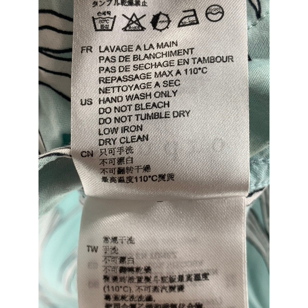 SANDRO PARIS Men's Light Blue-White Leaf Print Button-Up Casual Shirt SZ M