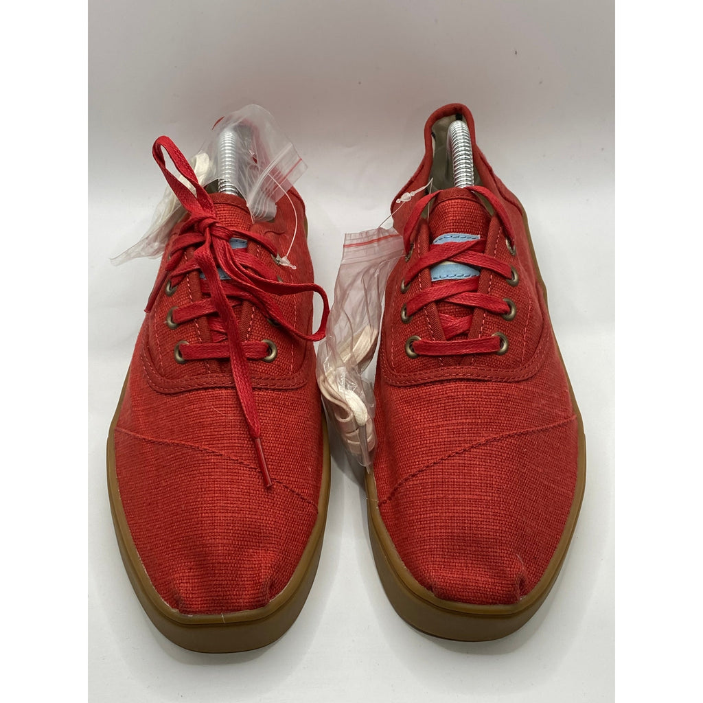 TOMS Men's Brick Red Canvas Cordones Lace-Up Round-Toe Sneakers SZ 9