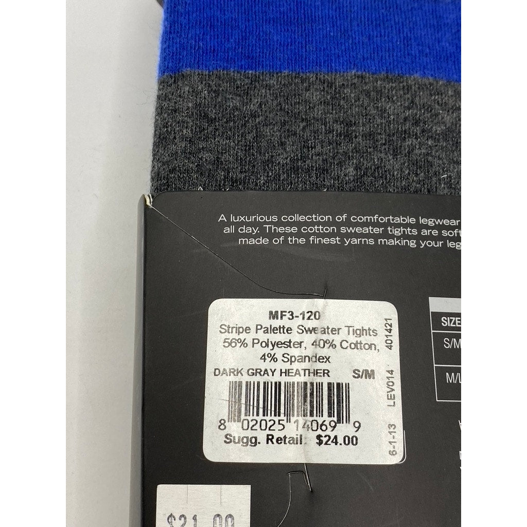 MEMOI Women's Dark Gray Heather Striped-Printed Palette Sweater Tights SZ S/M